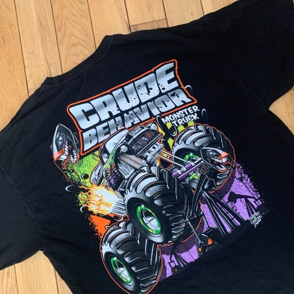 Vintage Y2K Monster Truck Tee Crude Behavior Men's Large L Car T Shirt Skating - Picture 5 of 5